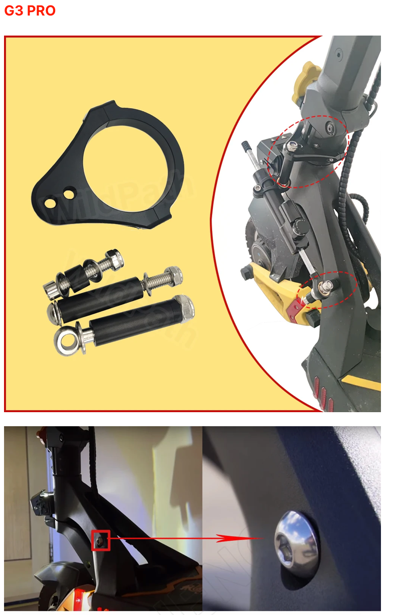 Steering Damper 255mm And bracket For Kukirin G2 Master / G2 Max / G3 Pro